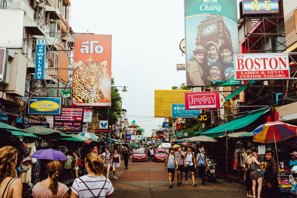 Busy Khao San Road at noon