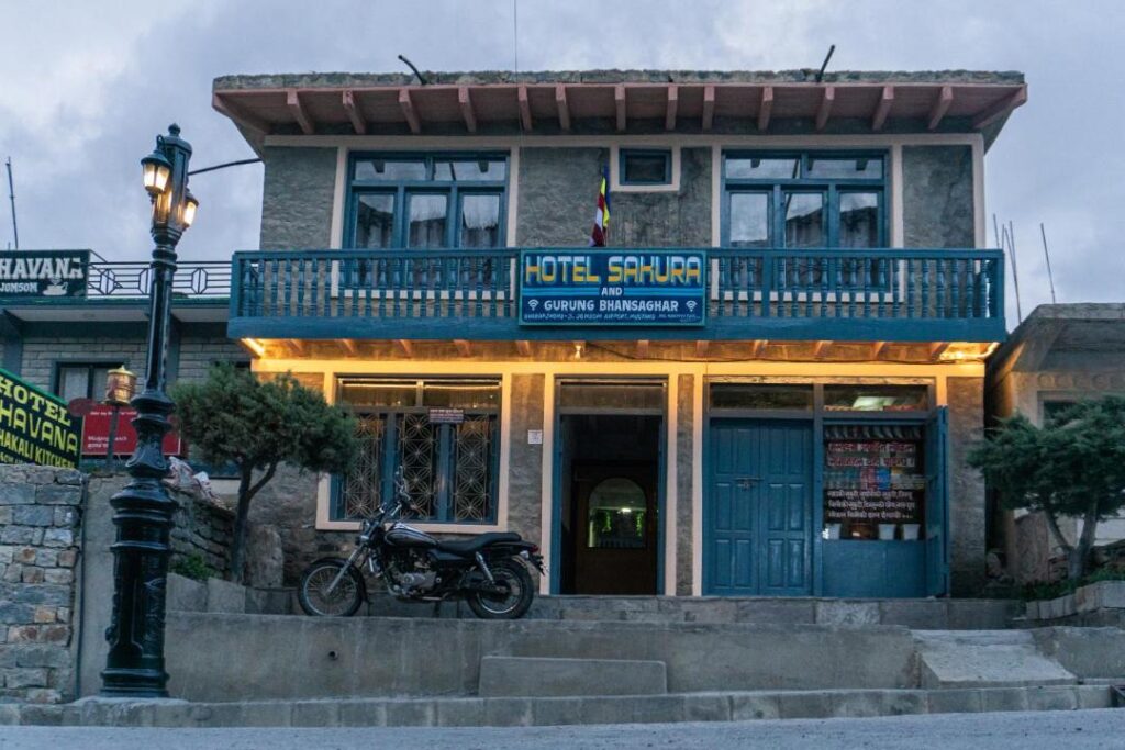Street View Of Hotel Sakura Jomsom At Evening Time