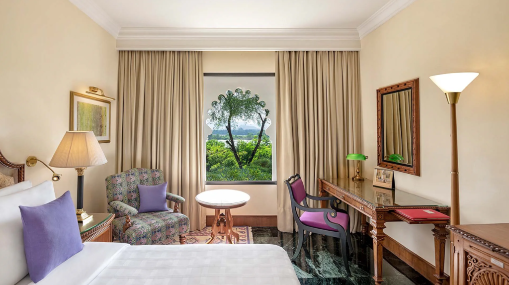 Where To Stay For a Soft Landing In India 51 Trident Udaipur, room with elegant furnishings and garden views