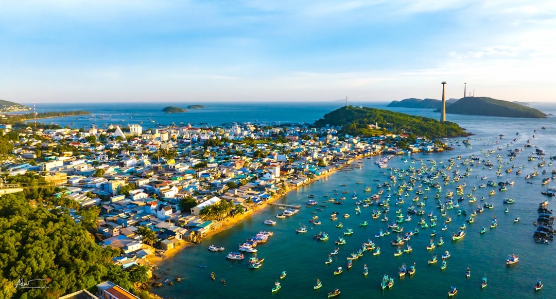 Phu Quoc bay, with fishing boats in the marina
