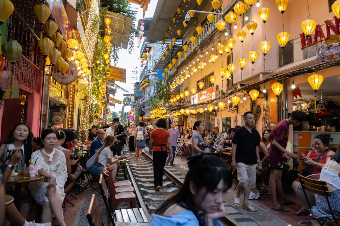 Famous Hanoi Train Street Where Trains Run Inbetween Cafes And Shops