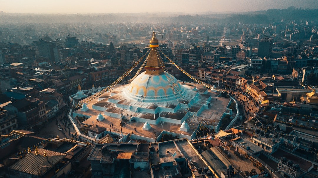 Aerial View Of Buddha Stupa At Boudhanath Kathmandu