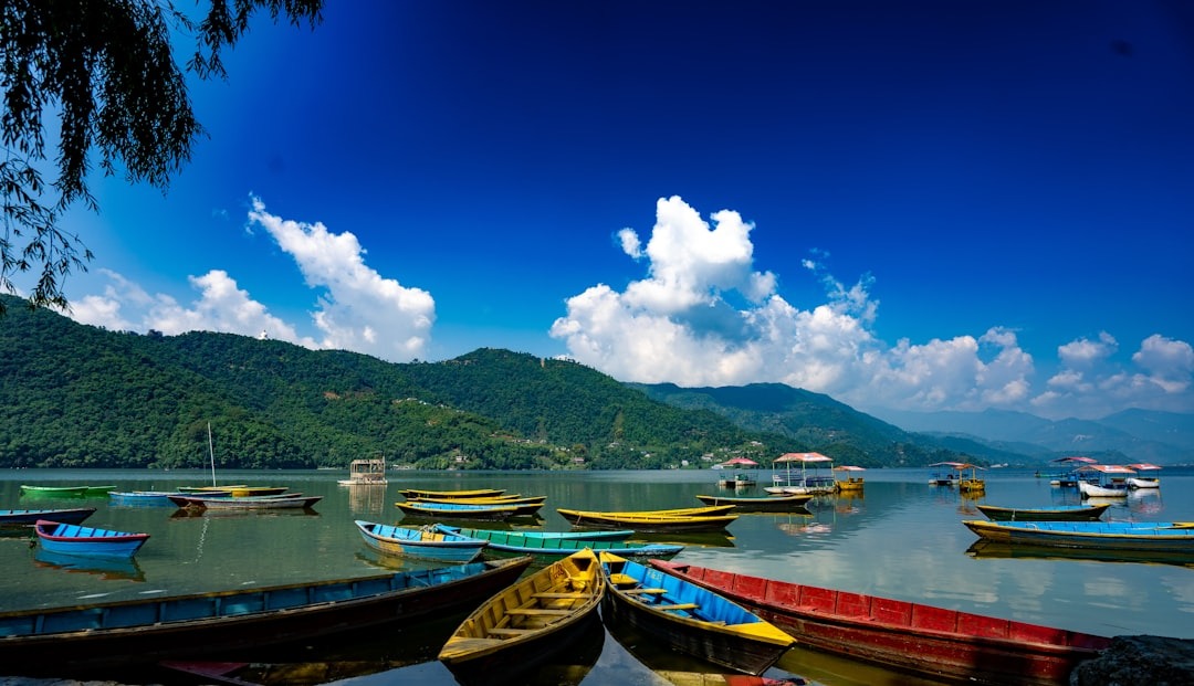 Phewa Lake With The Traditional Nepali Boats