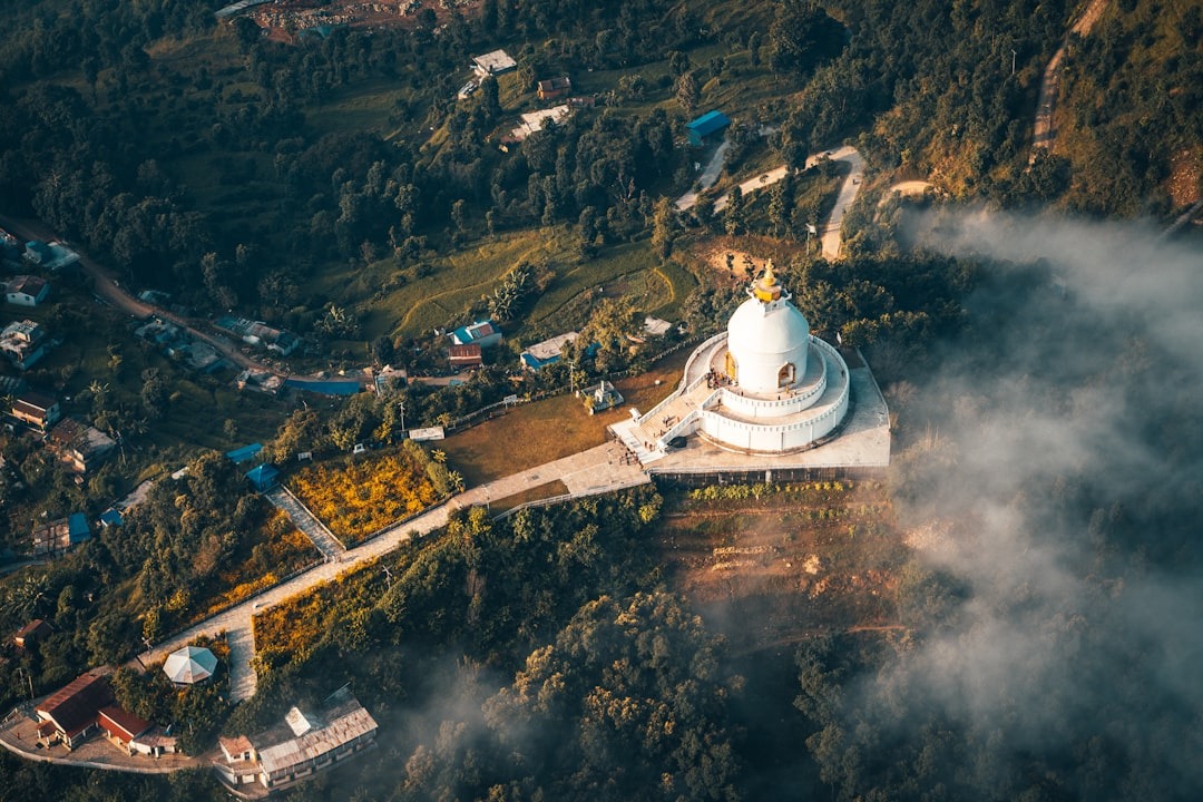 Aerial View Of Peace Pagoda During The Evening