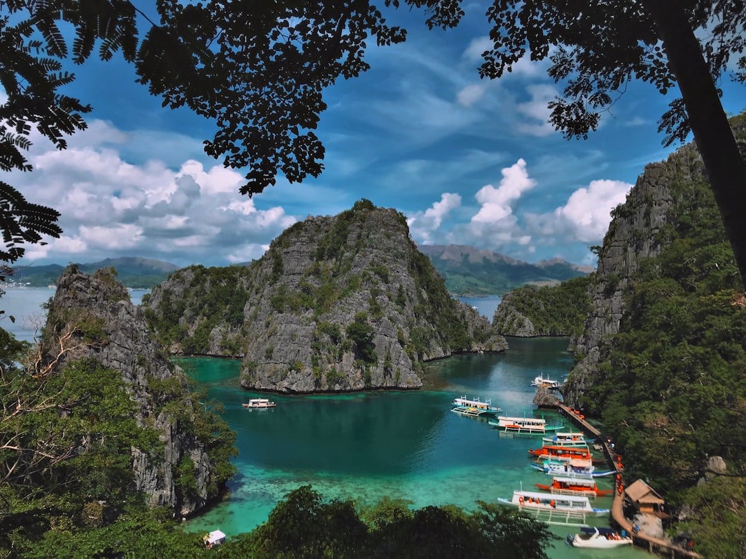 view of the clear turquoise water from the viewpoint at Kayangan Lake in Coron, Palawan