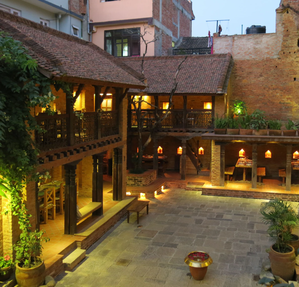 Entrance Of The Inn Patan Kathmandu At Evening
