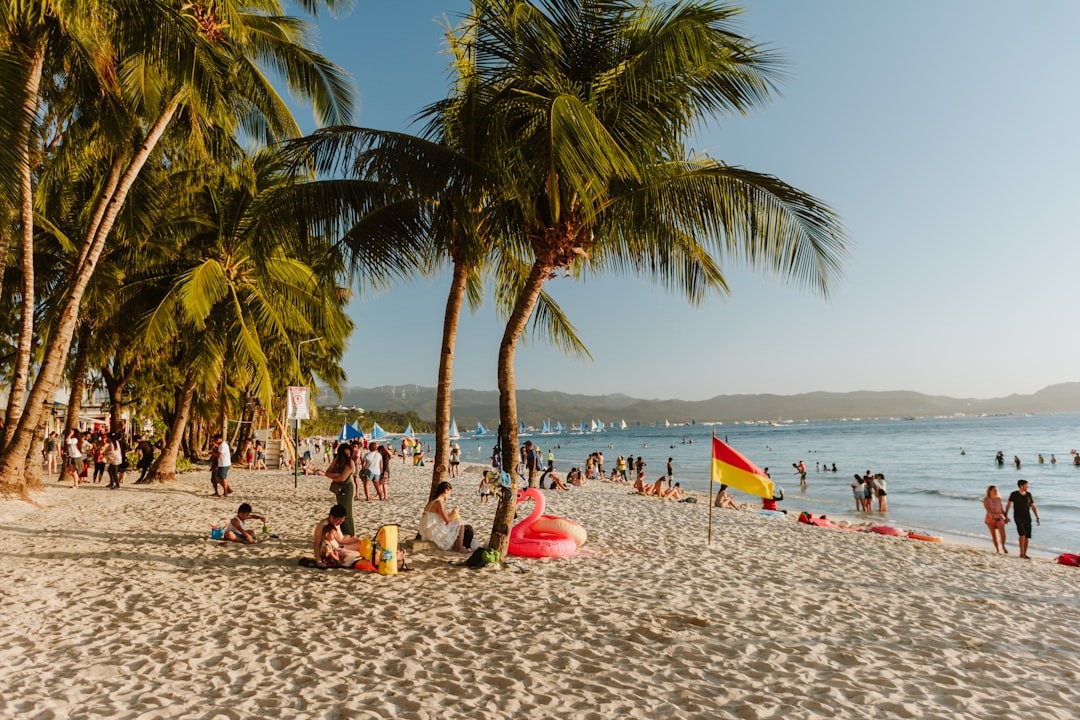 White sand beach, Boracay, during the sunset