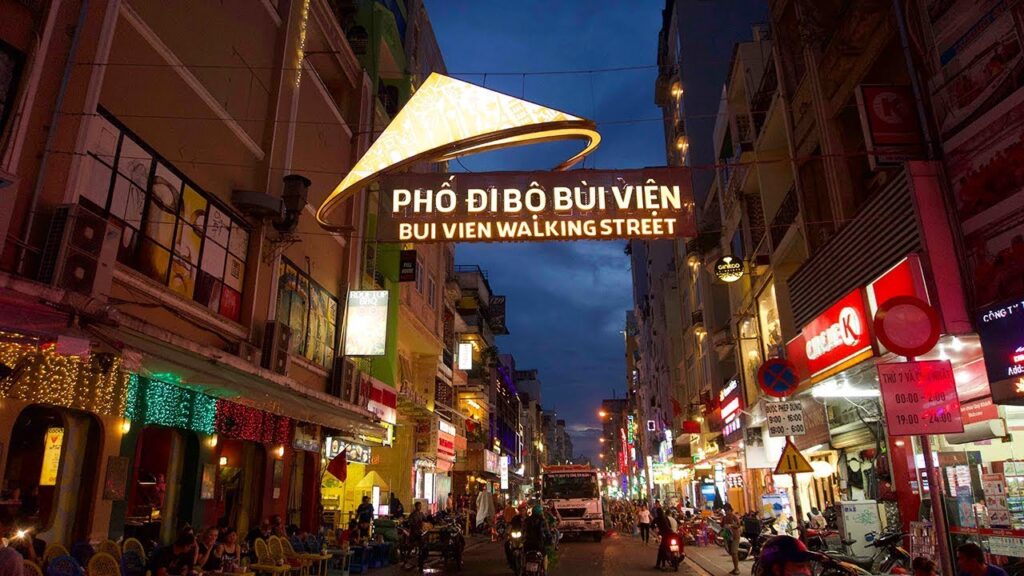 Where To Stay In Ho Chi Minh City 24 Entrance To Bui Vien Walking Street Lit Up At Night
