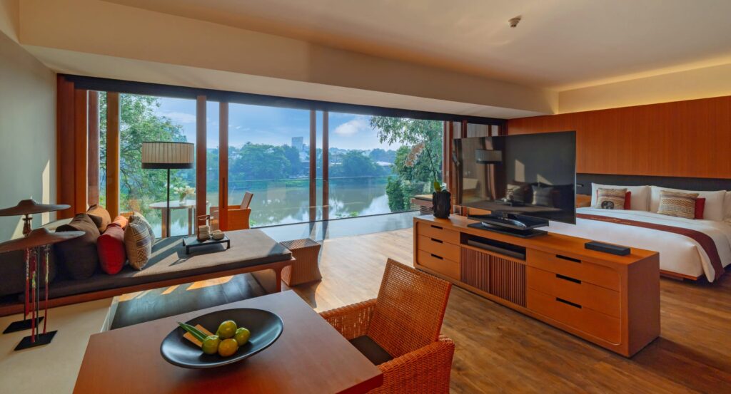 Anantara Chiang Mai Resort, riverfront suite with a private patio
