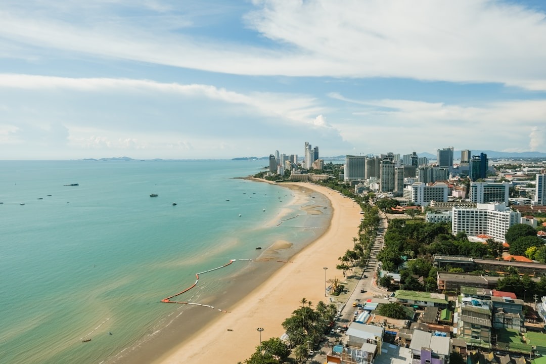 Aerial view of Pattaya Beach and the city