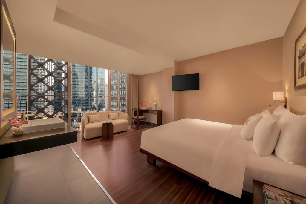 Silverland Sakyo Hotel and Spa, room with wooden floors and large city-view windows